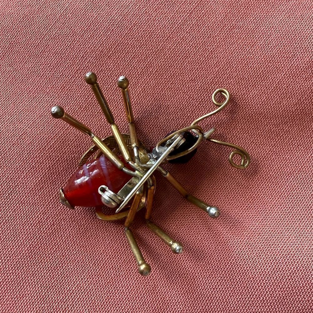 Antique 1920s Hand Crafted Folk Art Bug Brooch - Picture 4 of 6